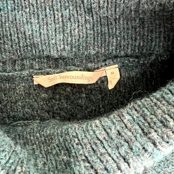 Soft Surroundings Sweater Women's M Turquoise Bell Sleeve Wool Blend Boho - Picture 4 of 10